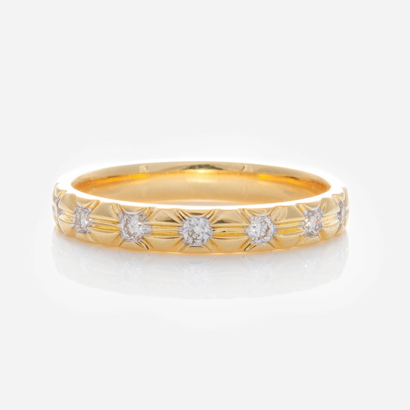 Solid Gold Vintage Inspired Diamond Band