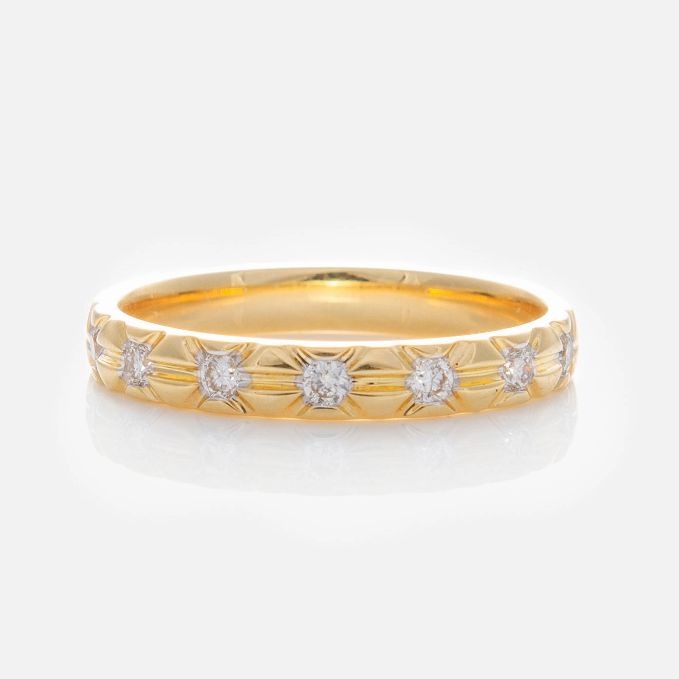 Solid Gold Vintage Inspired Diamond Band