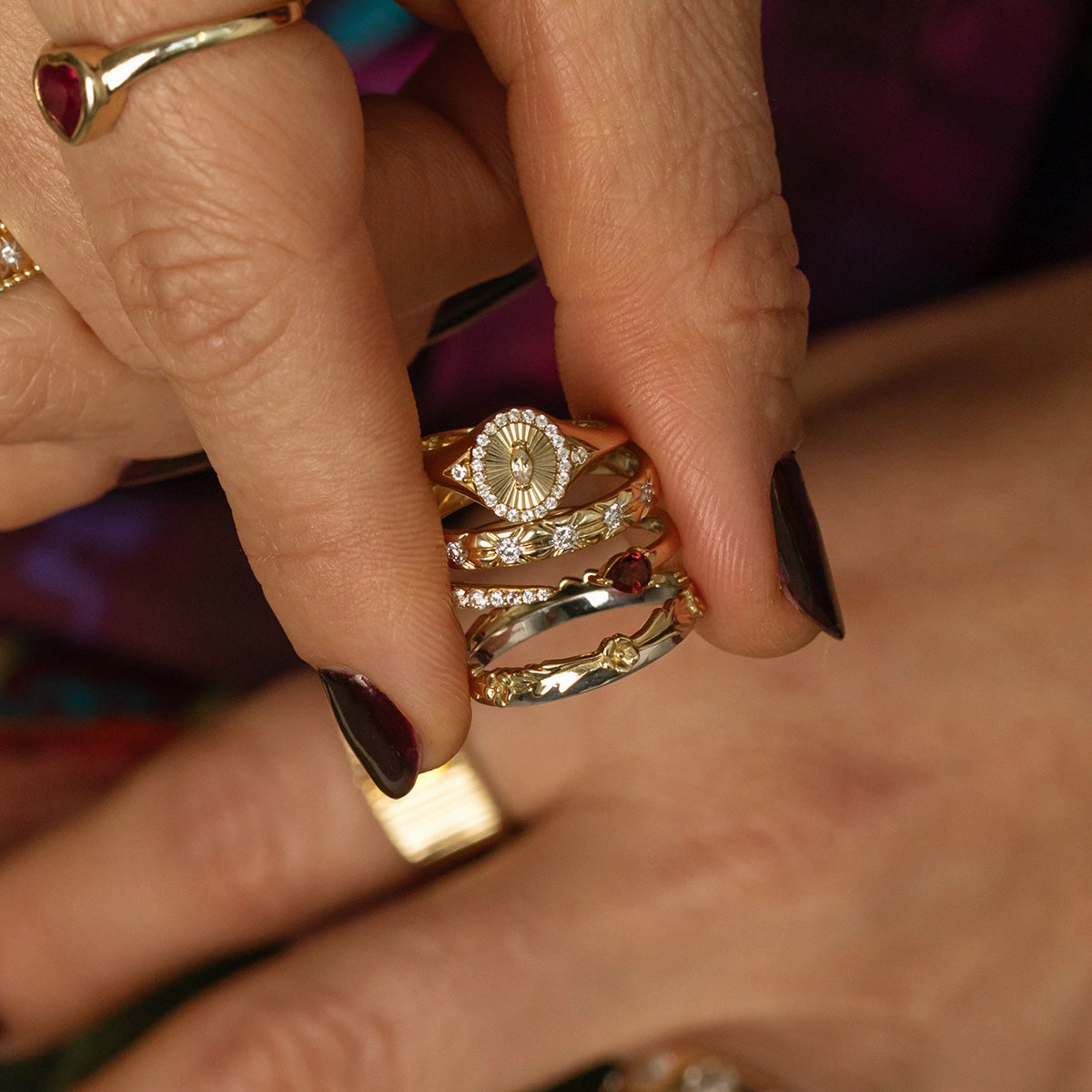 Solid Gold Vintage Inspired Diamond Band