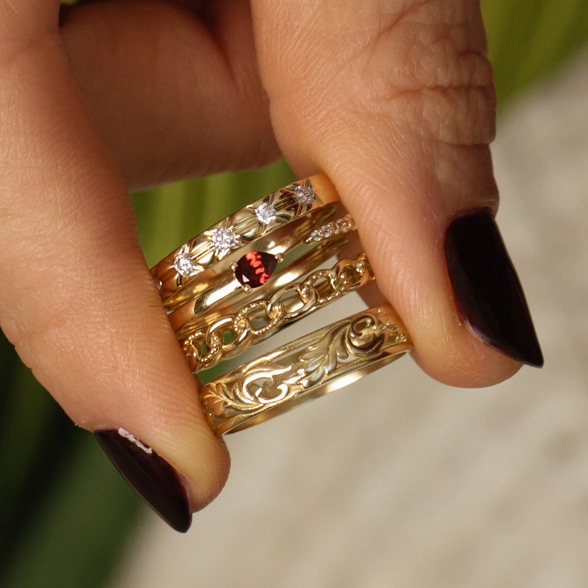 Solid Gold Vintage Inspired Diamond Band