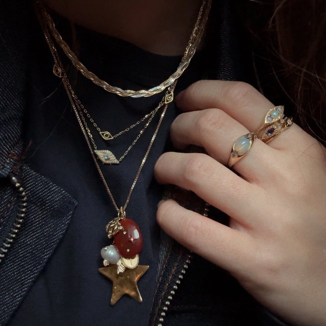 Solid Gold Zodiac Constellation Crystal Charm