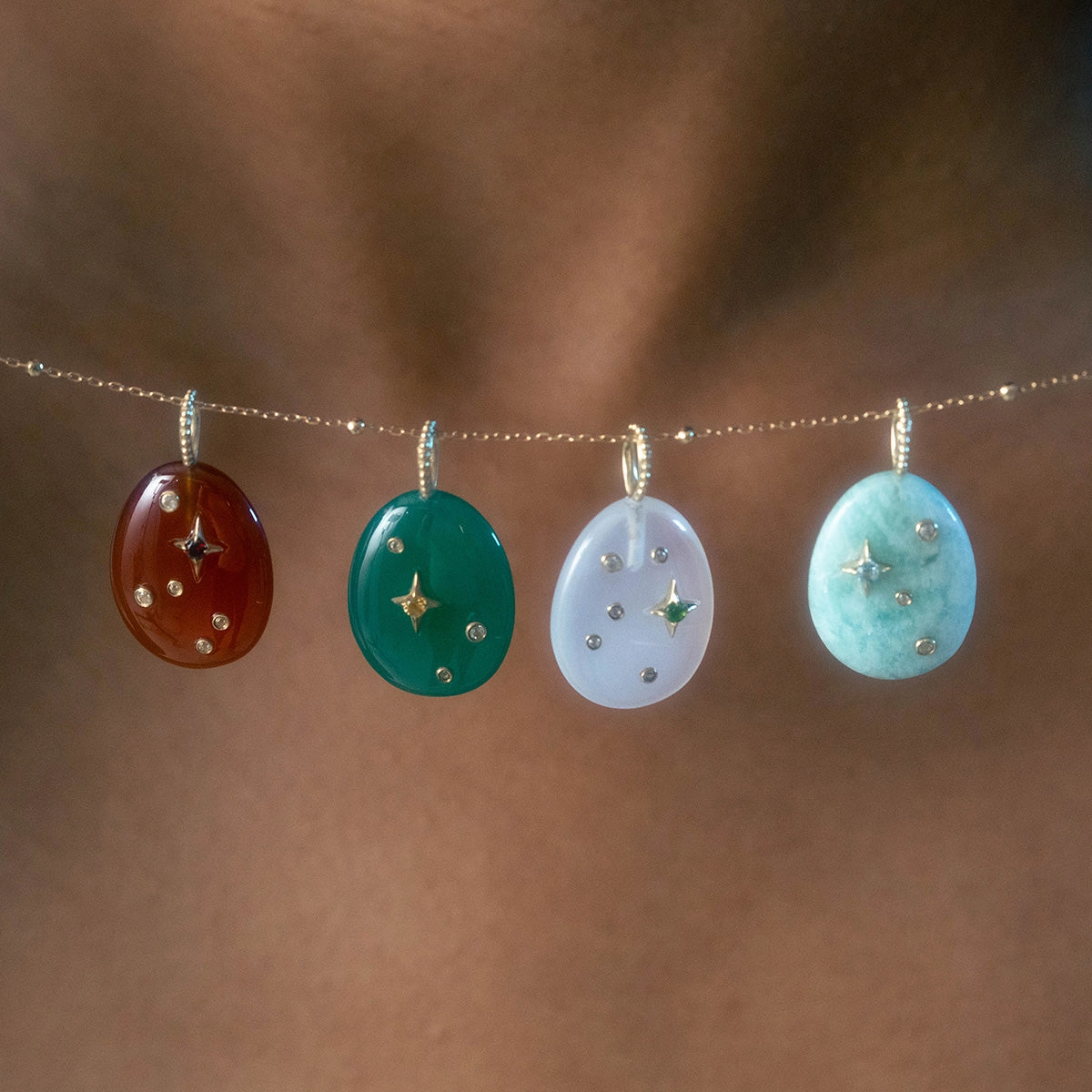 Solid Gold Zodiac Constellation Crystal Charm