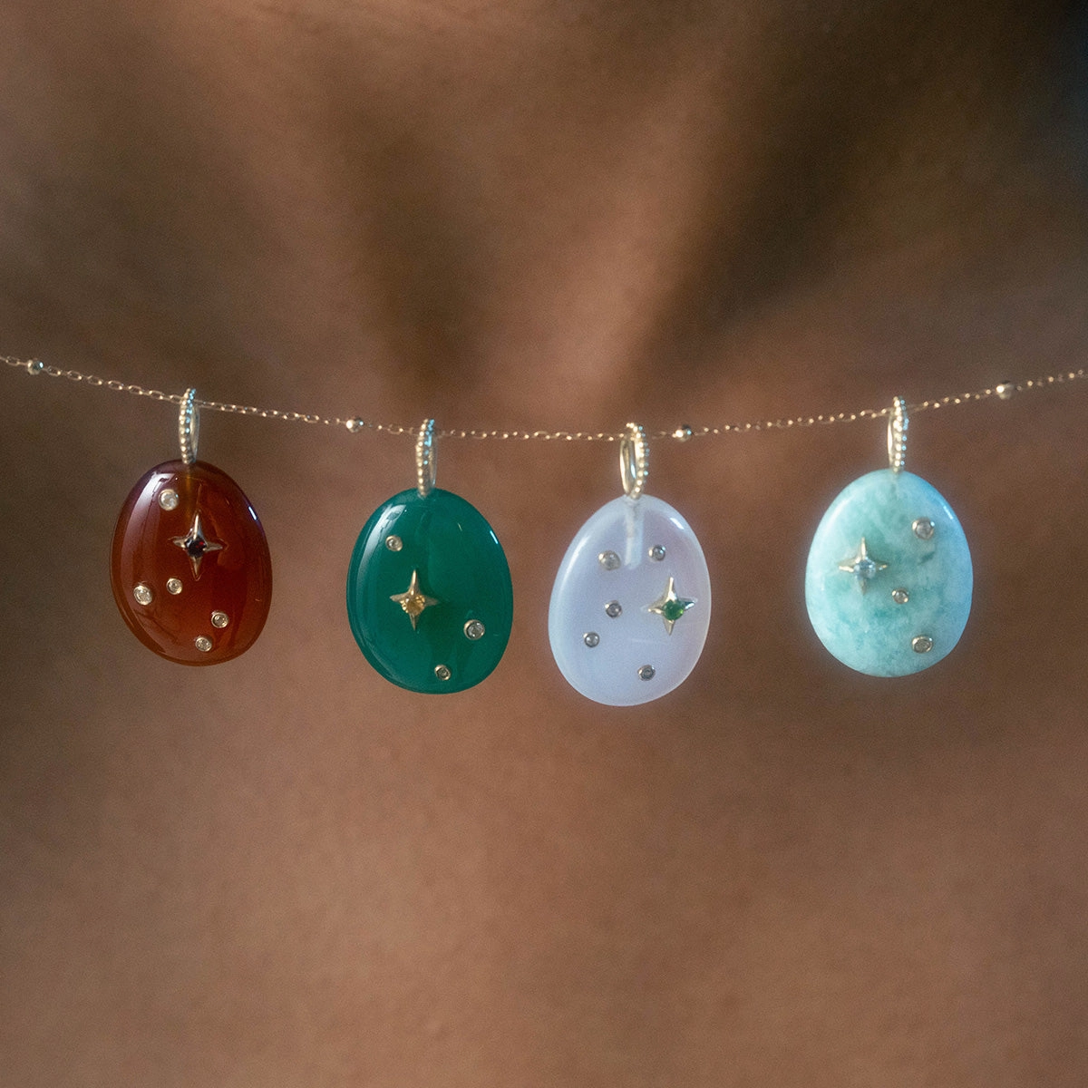 Solid Gold Zodiac Constellation Crystal Charm