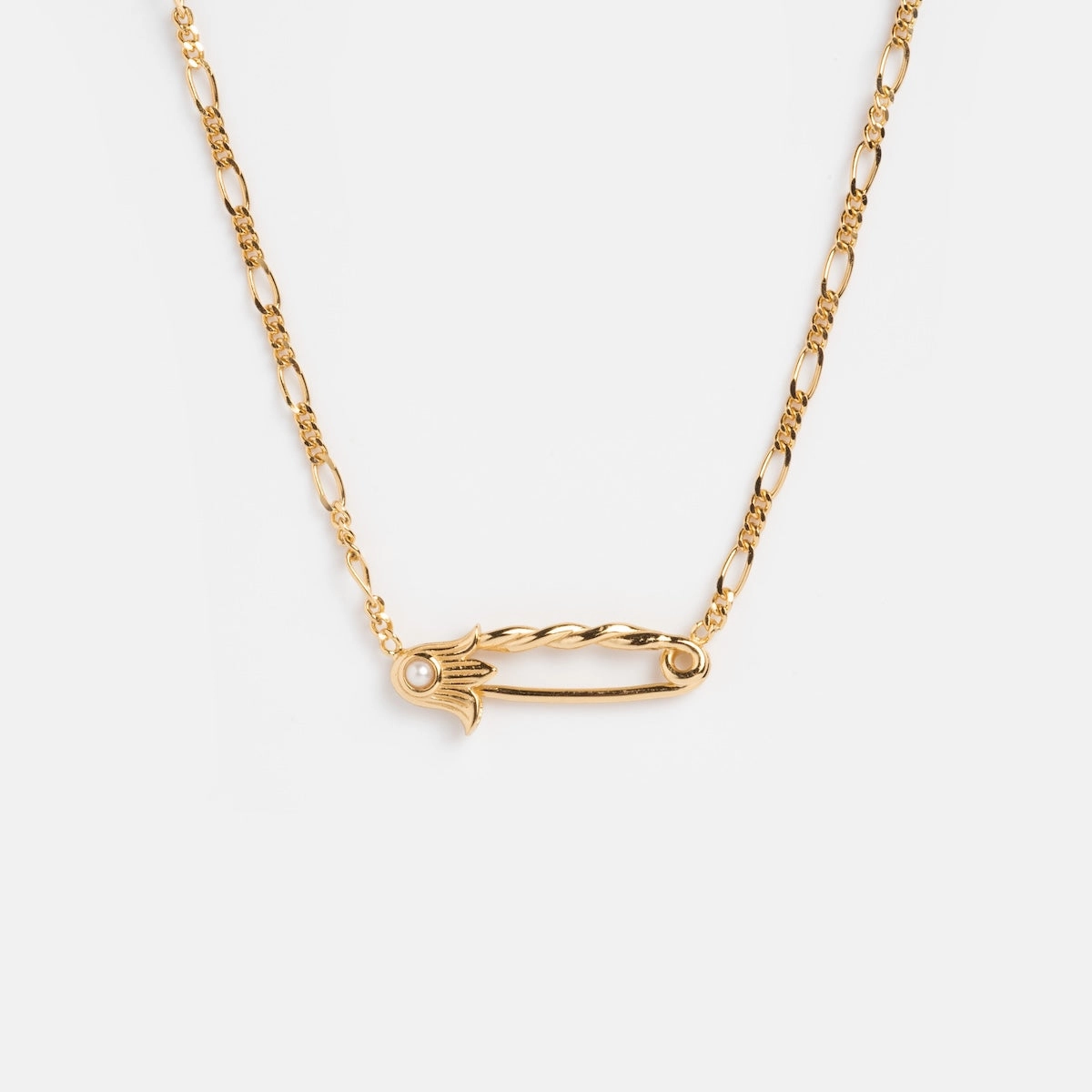 Sonnet Safety Pin Charm Holder Necklace