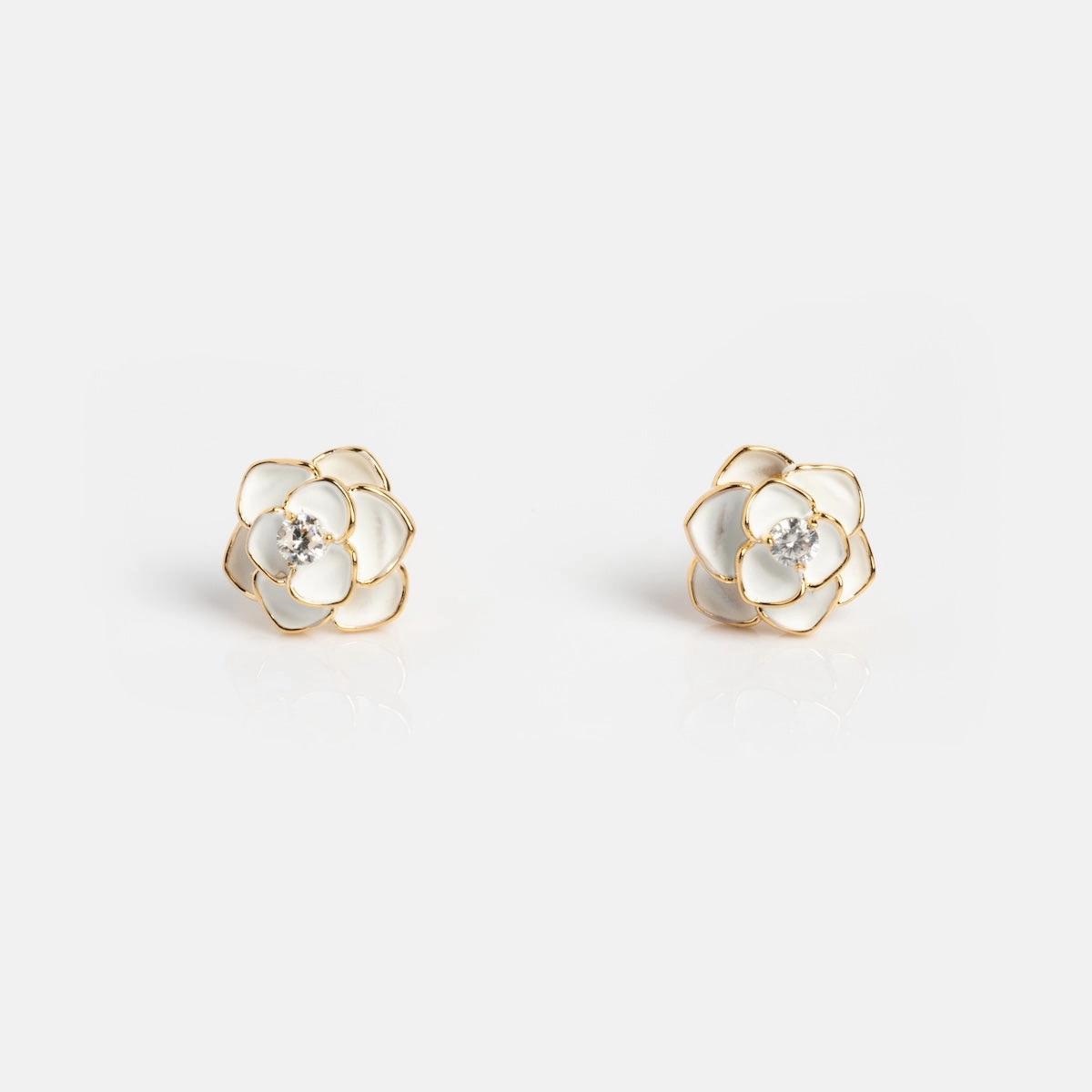 Sparkling White Rose Studs