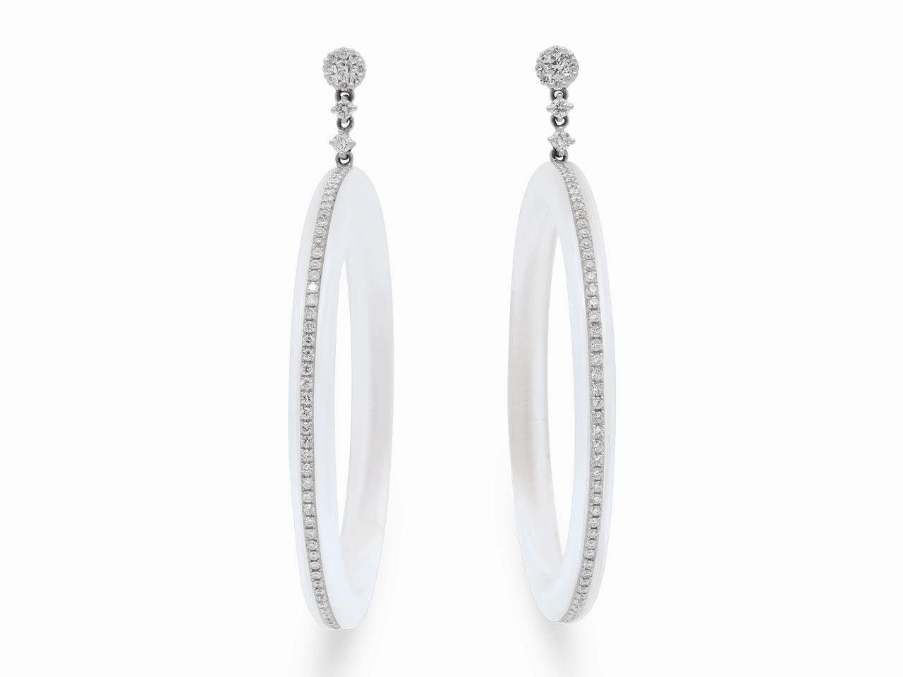Sue Gragg Crystal and Diamond Earrings in 18K White Gold