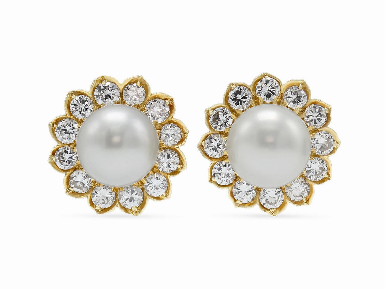 Tallarico Pearl and Diamond Earrings in 18K Gold