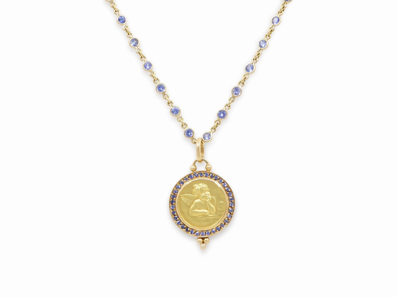 Temple St. Clair Sapphire Angel Necklace in 18K Gold