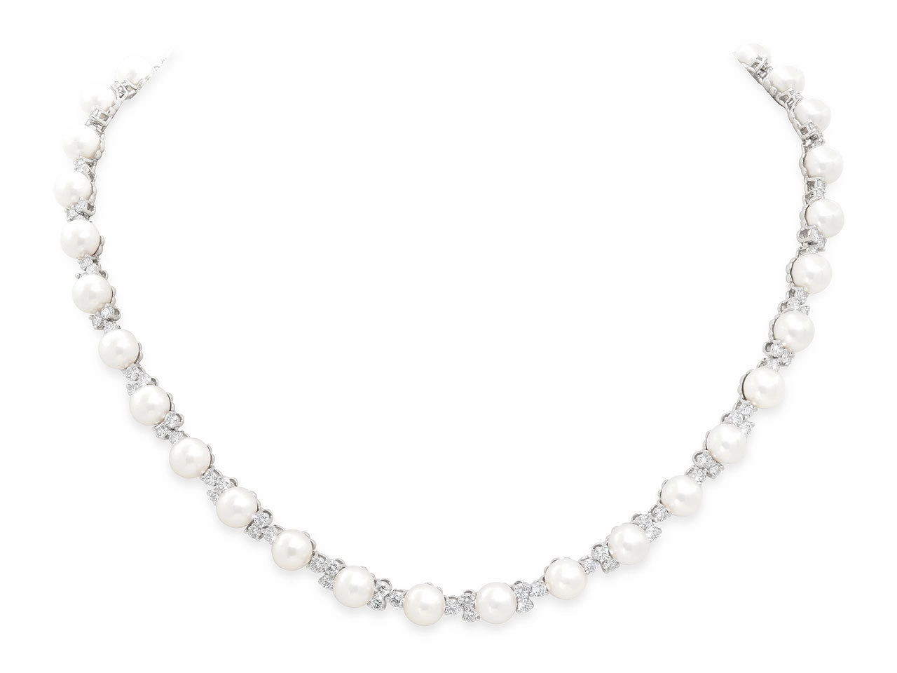 Tiffany & Co. 'Aria' Diamond and Pearl Necklace in Platinum
