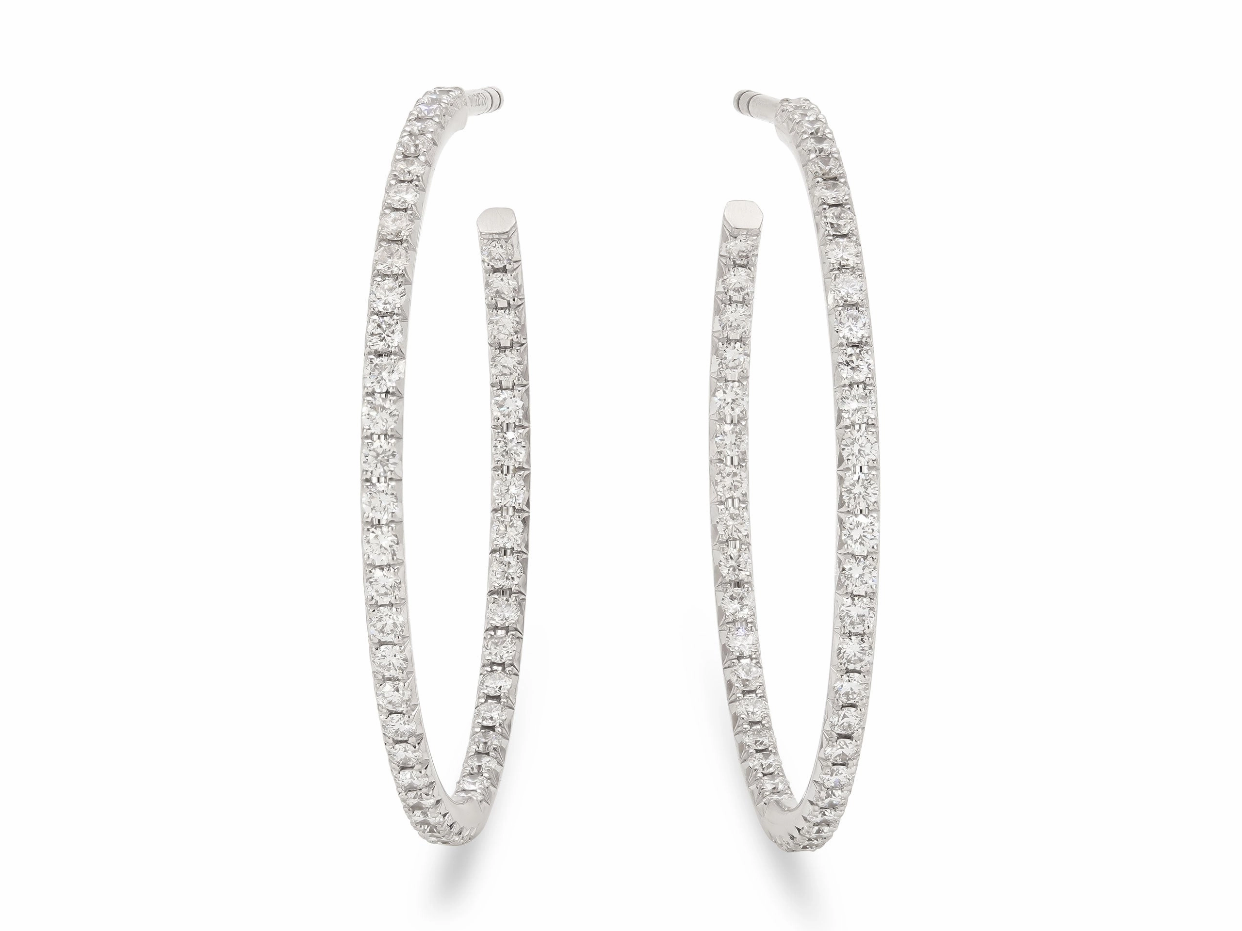 Tiffany & Co. 'Metro' Diamond Hoop Earrings in 18K White Gold, Large