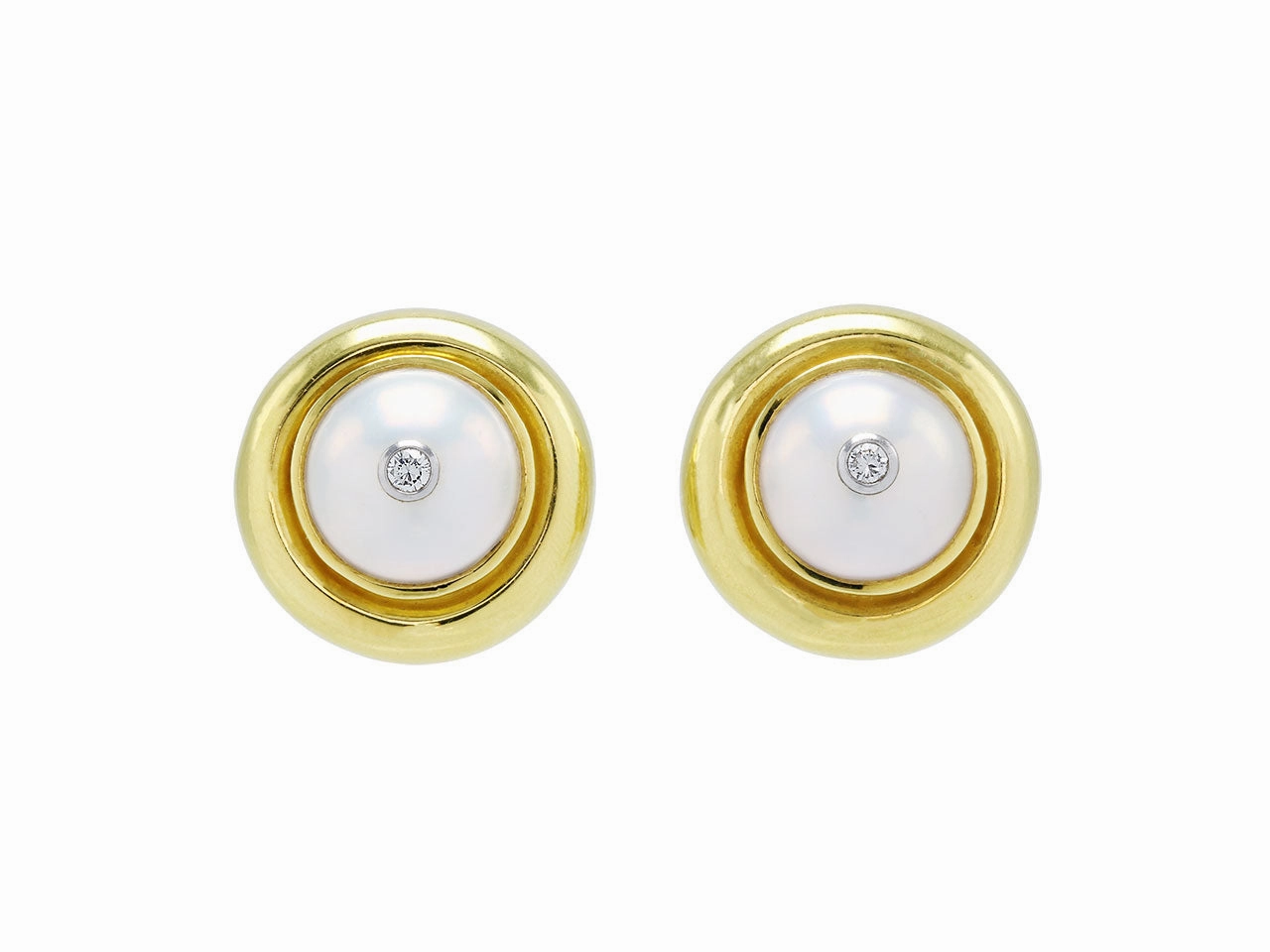 Tiffany & Co. Paloma Picasso Mabe Pearl and Diamond Earrings in 18K Gold