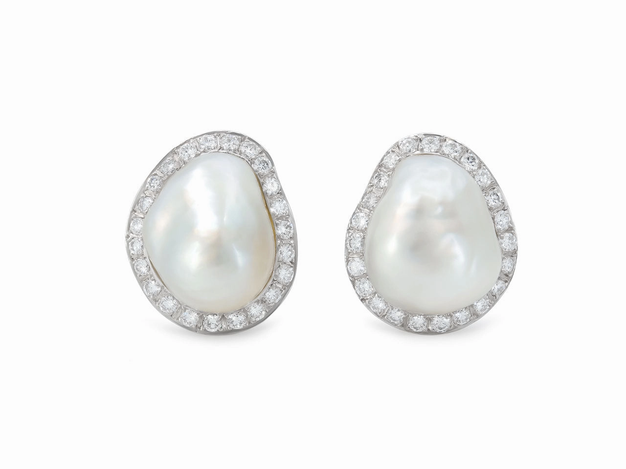 Trio South Sea Pearl and Diamond Earrings in 18K