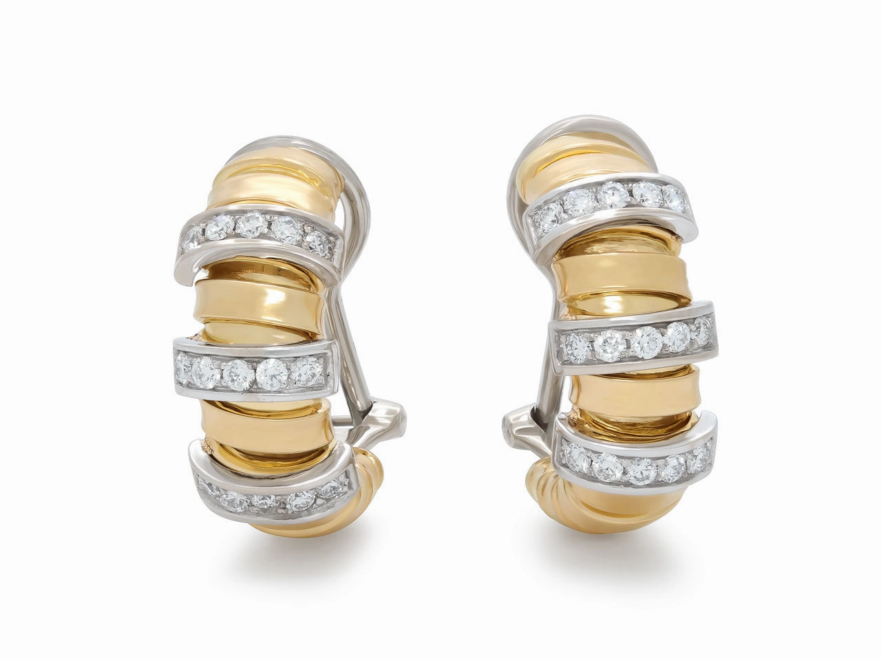 Tubogas Earrings with Diamonds, in 18K Gold, by Beladora