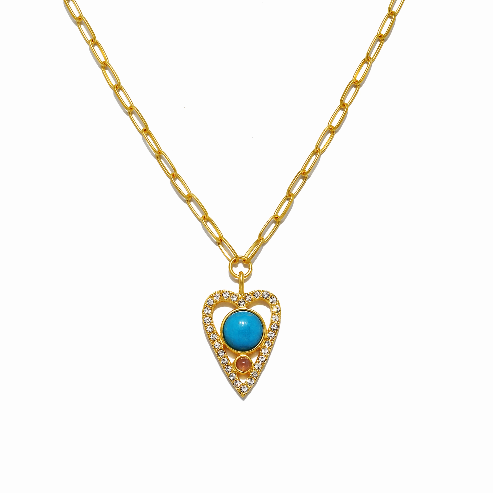 Turquoise Open Heart Pendant Necklace