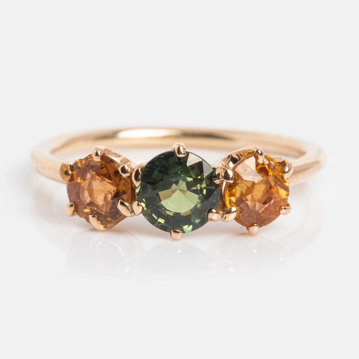 Vintage 14k 1900's Tourmaline Trio Ring Size 4.5