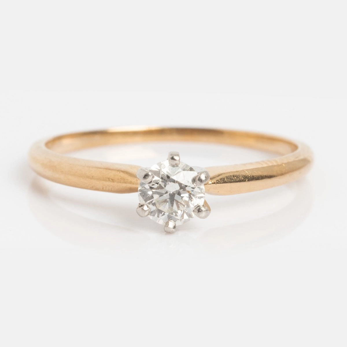 Vintage 14k 1960's Solitaire Round Diamond Engagement Ring Size 5.5