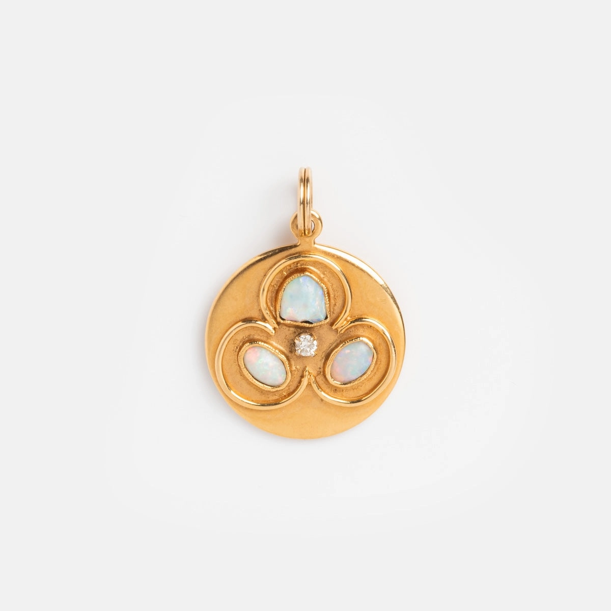 Vintage 14k Abstract Opal Coin Charm