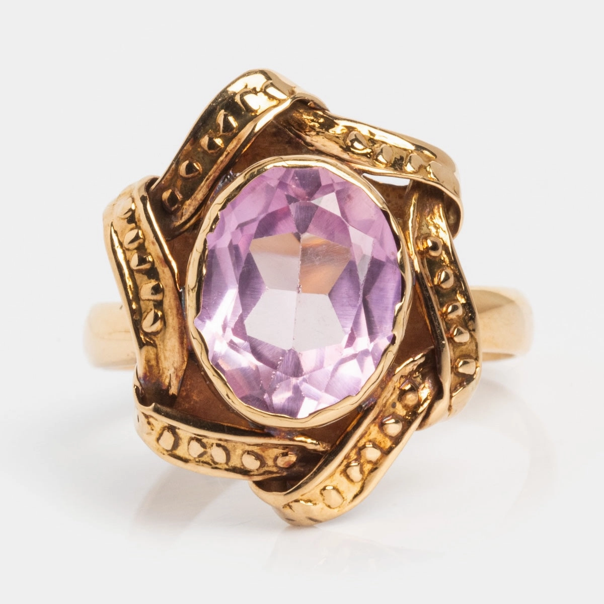 Vintage 18k 1890's Opulent Pink Sapphire Cocktail Ring Size 6.5