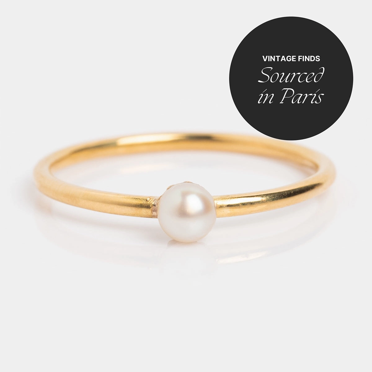 Vintage 18k Delicate Pearl Stacking Ring Size 7.25
