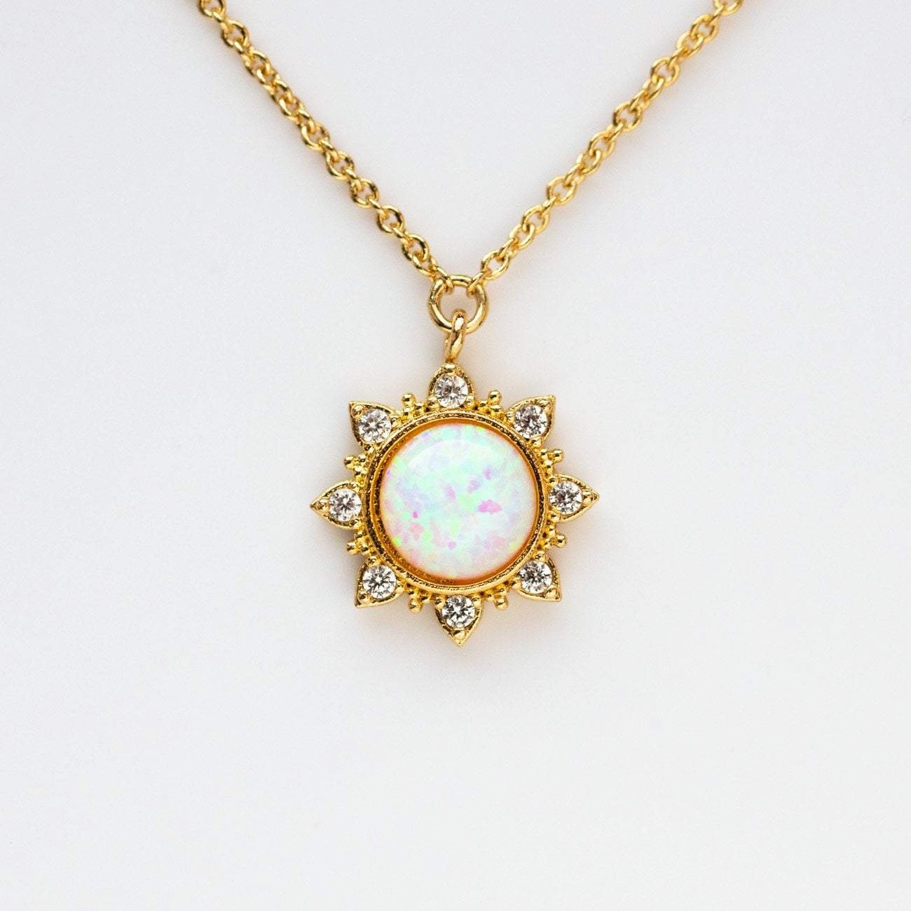 White Opal Sun Necklace