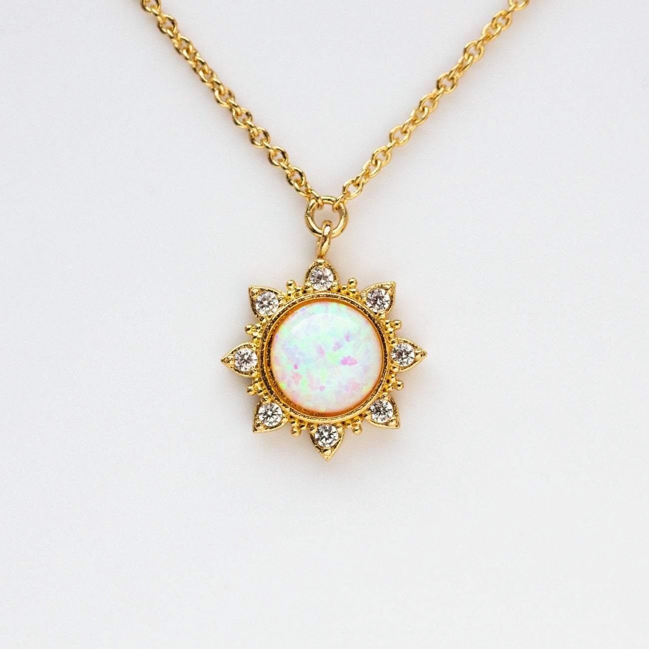 White Opal Sun Necklace