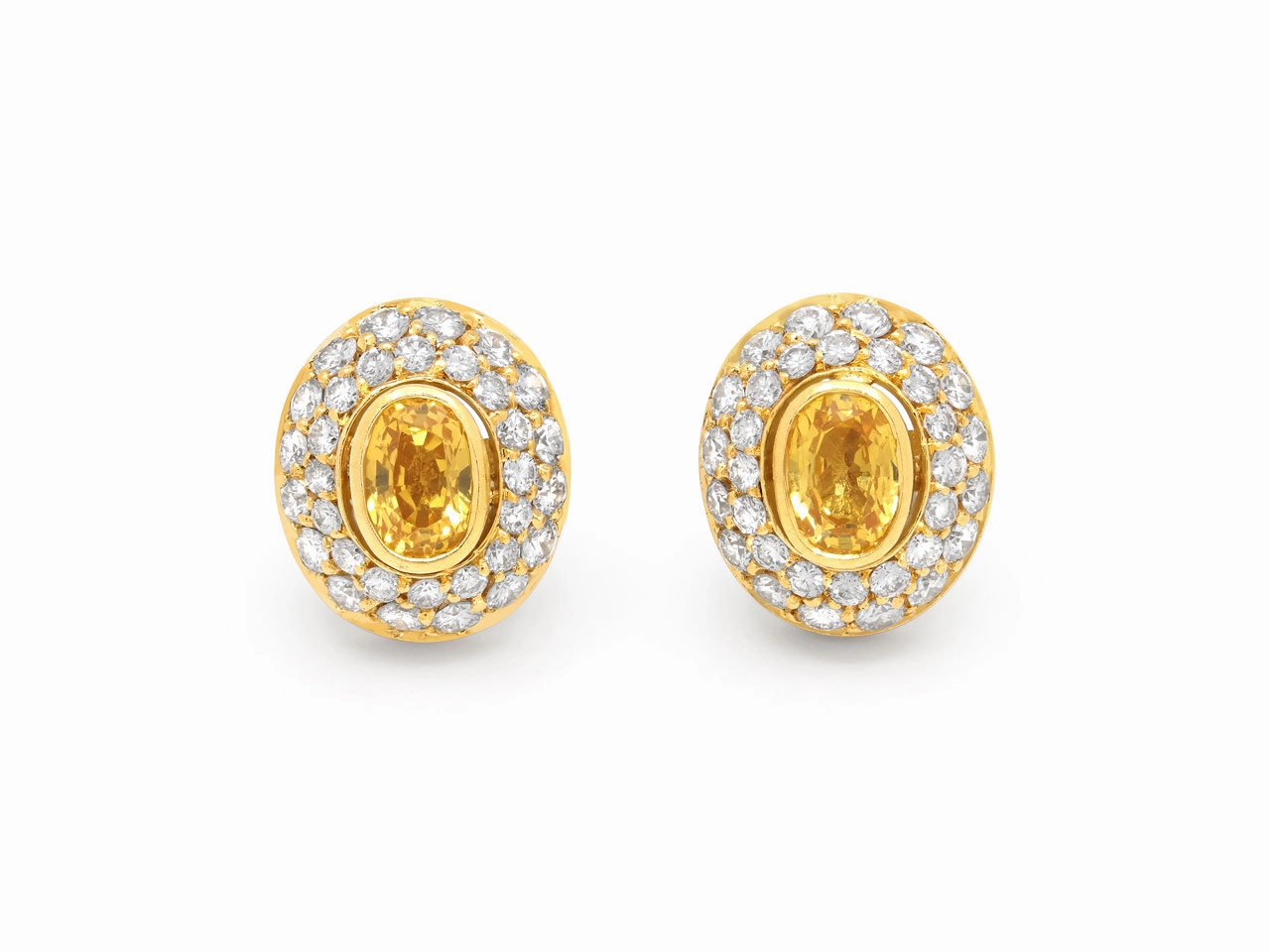 Yellow Sapphire and Diamond Earrings in 18K Gold